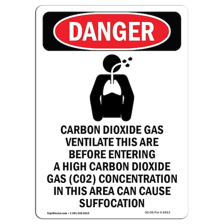 Signmission Safety Sign, OSHA Danger, 24" Height, Carbon Dioxide Gas, Portrait OS-DS-D-1824-V-2413